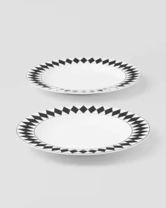 Juego de dos platos llanos de porcelana – Tablero de ajedrez