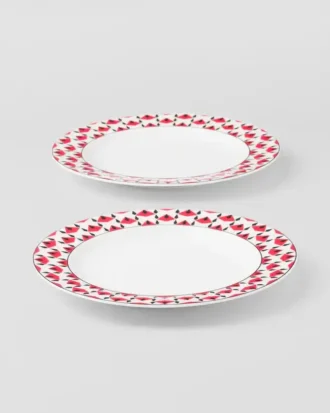 Juego de dos platos llanos de porcelana – Vienna Red