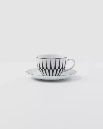 Juego de dos tazas de capuchino de porcelana – Rayas