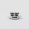 Juego de dos tazas de capuchino de porcelana – Tablero de ajedrez