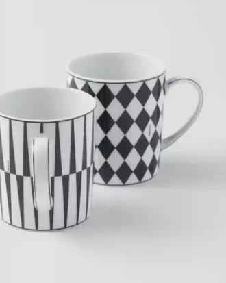 Juego de dos tazas de porcelana – Cuadrados y rayas