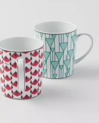 Juego de dos tazas de porcelana – Rojo Viena y Verde Viena