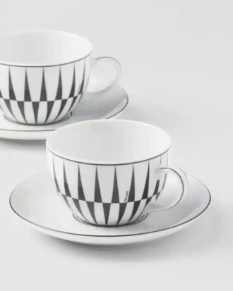 Juego de dos tazas de té de porcelana – Rayas