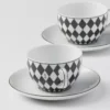 Juego de dos tazas de té de porcelana – Tablero de ajedrez Juego de dos tazas de té de porcelana – Tablero de ajedrez