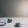 Juego de dos tazas de té de porcelana – Tablero de ajedrez Juego de dos tazas de té de porcelana – Tablero de ajedrez