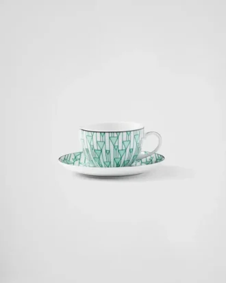 Juego de dos tazas de té de porcelana – Verde Viena