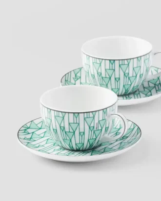 Juego de dos tazas de té de porcelana – Verde Viena