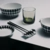 Juego de dos cuencos de sopa de porcelana – Tablero de ajedrez