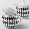 Juego de jarra de leche y azucarero de porcelana – Tablero de ajedrez Juego de jarra de leche y azucarero de porcelana – Tablero de ajedrez