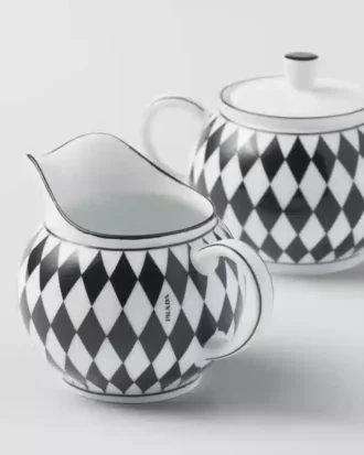 Juego de jarra de leche y azucarero de porcelana – Tablero de ajedrez Juego de jarra de leche y azucarero de porcelana – Tablero de ajedrez