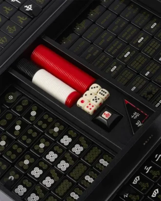 Juego de mahjong de piel Saffiano