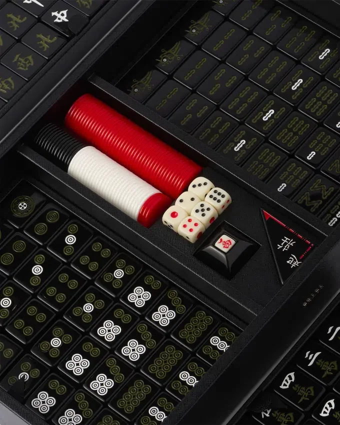 Juego de mahjong de piel Saffiano Juego de mahjong de piel Saffiano