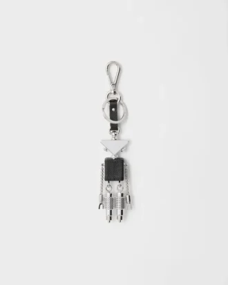Llavero con forma de robot de piel Saffiano