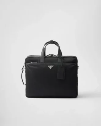 Maletín de Re-Nylon y piel Saffiano