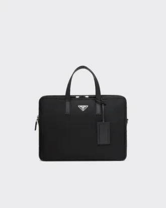 Maletín de Re-Nylon y piel Saffiano