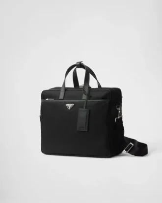 Maletín de Re-Nylon y piel Saffiano