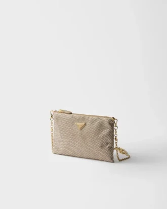 Mini bolso con tachuelas de cristal y bandolera