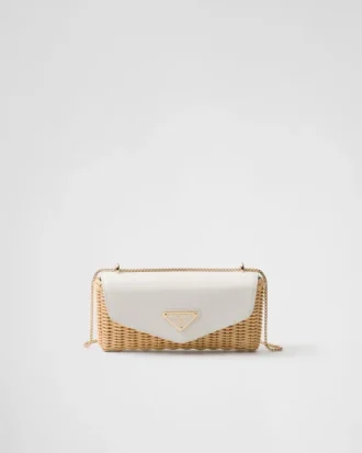 Mini bolso de mimbre y piel