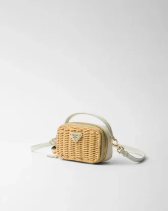 Mini bolso de mimbre y piel