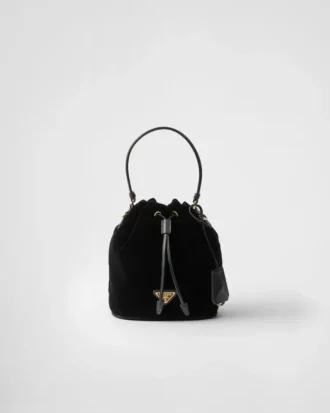 Mini bolso de terciopelo con detalles de piel napa