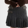 Minifalda de lana plisada con costura de junco Minifalda de lana plisada con costura de junco