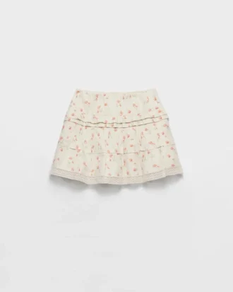 Minifalda de lino con estampado floral Minifalda de lino con estampado floral