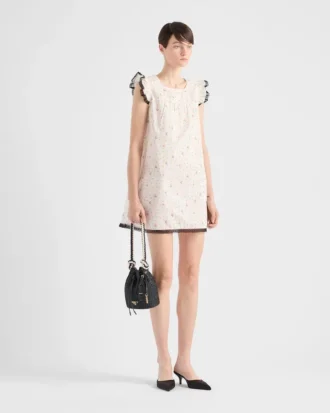 Minivestido de batista de algodón con estampado floral