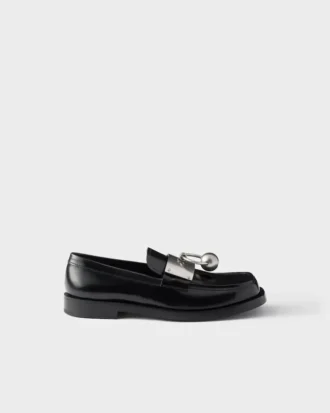 Mocasines de piel cepillada con anilla metálica
