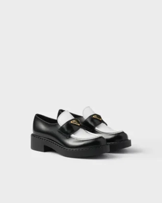 Mocasines de piel cepillada en dos tonos Chocolate