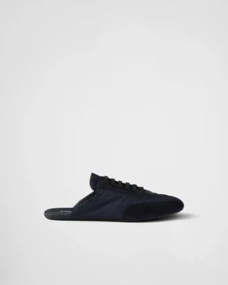 Mules de Re-Nylon y ante