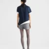 Pantalones cortos de lana con rayas finas bordados Pantalones cortos de lana con rayas finas bordados
