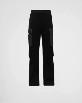 Pantalones de felpa de algodón con detalles de Re-Nylon