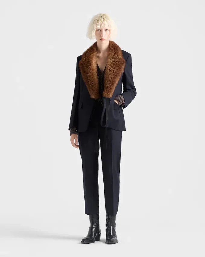 Pantalones de lana con costura rush Pantalones de lana con costura rush
