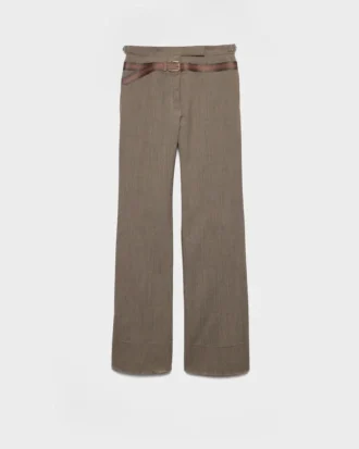 Pantalones técnicos de lana con cinturón estampado