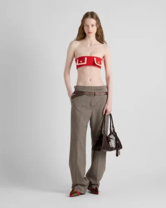 Pantalones técnicos de lana con cinturón estampado