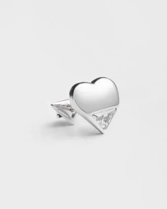 Pendiente individual Eternal Gold Nano Heart en oro blanco con diamante cultivado en laboratorio