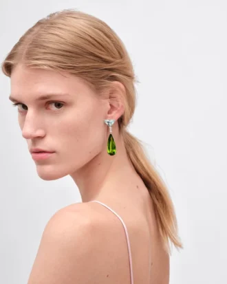 Pendientes colgantes Couleur Vivante – Oro blanco con aguamarina, peridoto y diamantes