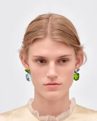 Pendientes colgantes Couleur Vivante – Oro blanco con aguamarina y peridoto