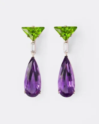 Pendientes colgantes Couleur Vivante – Oro blanco con peridoto, amatista y diamantes Pendientes colgantes Couleur Vivante – Oro blanco con peridoto, amatista y diamantes