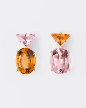 Pendientes colgantes Couleur Vivante – Oro rosa con morganita y citrino Pendientes colgantes Couleur Vivante – Oro rosa con morganita y citrino