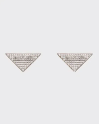 Pendientes con zirconitas y logotipo de cristal