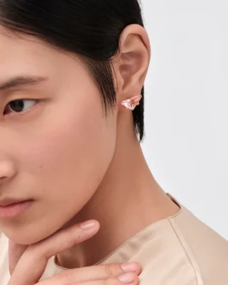 Pendientes de botón Couleur Vivante – Oro rosa con morganita