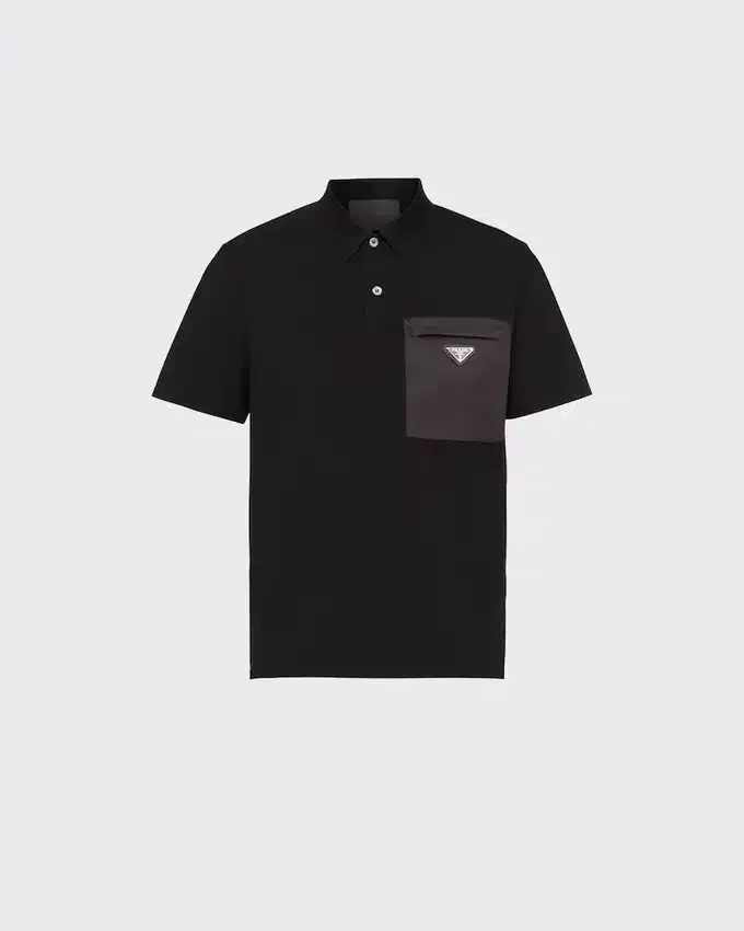 Polo de algodón elástico con detalles de Re-Nylon Polo de algodón elástico con detalles de Re-Nylon