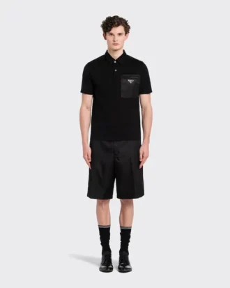 Polo de algodón elástico con detalles de Re-Nylon