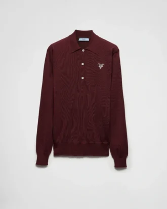 Polo de seda de manga larga
