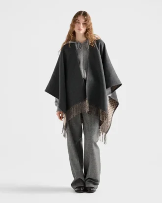 Poncho reversible de lana y cachemira