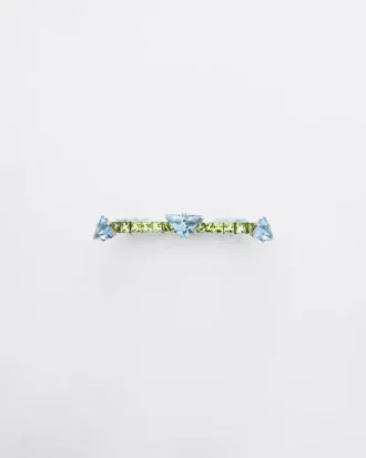 Pulsera Couleur Vivante – Oro blanco con aguamarina y peridoto Pulsera Couleur Vivante – Oro blanco con aguamarina y peridoto