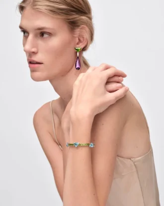 Pulsera Couleur Vivante – Oro blanco con aguamarina y peridoto Pulsera Couleur Vivante – Oro blanco con aguamarina y peridoto