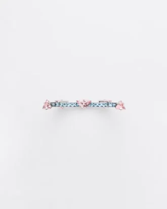 Pulsera Couleur Vivante – Oro blanco con morganita y aguamarina
