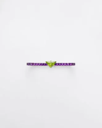 Pulsera Couleur Vivante – Oro blanco con peridoto y amatista Pulsera Couleur Vivante – Oro blanco con peridoto y amatista